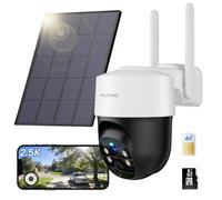 WOLFANG Cámara Vigilancia Exterior Solar 4G con Tarjeta SIM, Cámara De Vigilancia Exterior, 2.5K HD, Visión Nocturna con Foco, Audio Bidireccional, Movimiento PIR, Tarjeta microSD 32 GB