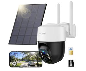 WOLFANG Cámara Vigilancia Exterior Solar 4G con Tarjeta SIM, Cámara De Vigilancia Exterior, 2.5K HD, Visión Nocturna con Foco, Audio Bidireccional, Movimiento PIR, Tarjeta microSD 32 GB