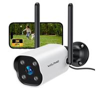 WOLFANG Camara Vigilancia WiFi Exterior, 2K Seguridad Camaras Vigilancia Domicilio WiFi 2,4G con Visión Nocturna Color, Detección de Movimiento, Sirena, Audio Bidireccional, IP65