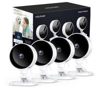 WOLFANG Cámara Vigilancia WiFi Interior 1080P con Visión Nocturna, Detección de Humano y, Audio Bidireccional, Compatible con Alexa, Alarma, Almacenamiento en Aarjeta SD y en la Nube, Paquete de 4