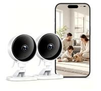 WOLFANG Camara Vigilancia WiFi Interior 1080P, Lente Fijo,2.4G WiFi | Detección de Humano, Visión Nocturna, Audio Bidireccional, Almacenamiento en la nube/tarjeta SD, Giro manual 360°, 2 unidades