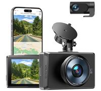 WOLFANG Dashcam Cámara de Coche, 4K Doble WiFi Dashcam, Control App, WDR, Super Visión Nocturna,GPS, 3" IPS-Touch-Screen, Gran Angular 170°, Sensor G,Monitor de Aparcamiento 24H, Grabación de Bucle