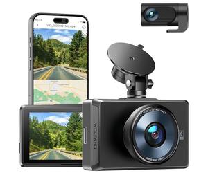 WOLFANG Dashcam Cámara de Coche, 4K Doble WiFi Dashcam, Control App, WDR, Super Visión Nocturna,GPS, 3" IPS-Touch-Screen, Gran Angular 170°, Sensor G,Monitor de Aparcamiento 24H, Grabación de Bucle