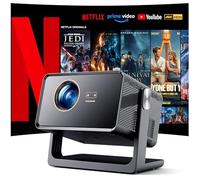 WOLFANG Mini Proyector 4K 28000 Lúmenes Portátil con Netflix Oficial, Autofocus/Keystone, Bluetooth 5.2 y WiFi 6, Inteligente con Soporte de 180° para Pantalla de 300"