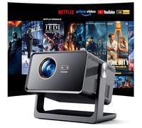 WOLFANG Proyector Portátil 4K, 28000 Lúmenes, Apps Integradas, WiFi/Bluetooth, Enfoque Eléctrico y Corrección Keystone Automática, Rotación 180°, Mini Proyector para Cine en Casa, HDMI