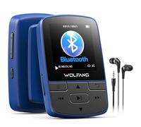 WOLFANG Reproductores MP3 con Bluetooth 5.2, Clip Deportivo, tamaño Mini, Peso de 1 Onza, Admite Tarjetas TF de hasta 128 GB, Radio FM HiF, grabadora de Voz, Auriculares incluidos