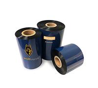 Wolfbarco - 12 rollos de cinta de transferencia térmica de cera/resina de alta calidad, color negro, compatible con impresoras Zebra, TEC, INTERME, Citizen, TSC, GODEX, ARGOX, 12 rollos