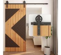 WOLFBIRD 168CM/5.5FT Herraje Para Puerta Corredera Kit de granero Accesorio de armario con rodillo de riel para puerta Individual Ruedas un poco más grandes Negro