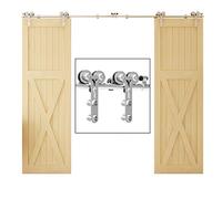 WOLFBIRD 200cm/6.6ft Acero Inoxidable Herraje para Puerta Corredera Kit, Resistente, Suave y Silencioso, Fácil de Instalar, se Ajusta al de Puerta Doble, Estilo 3