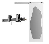 WOLFBIRD 5 FT/1,5 M Riel para puerta corredera Kit Wall Mount Guía para puerta corredera Sistema de puertas correderas con rodillos y rieles, apto para puertas individuales de madera (T-Forma)