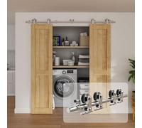 WOLFBIRD 9FT/274CM Herraje para Puerta Corredera Kit de Acero Inoxidable Accesorios Riel Juego para Puerta de Madera Doble（Estilo T）
