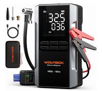 WOLFBOX 4000A Arrancador de Baterias de Coche con Compresor de Aire, Booster Bateria 12V con Cargador Rápido 65W (10L Gas/10L Diesel), Pantalla Grande y Linterna LED