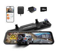WOLFBOX G900 Pro 12" Espejo Retrovisor Dash CAM con 8MP STARVIS 2 IMX678, 5.8GHz WiFi, 4K +2.5K Cámara Retrovisor Coche, Tarjeta128GB de Regalo, Control por Voz, Sensor G y GPS, Grabación en Bucle