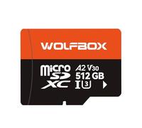 WOLFBOX Tarjeta microSD de 512 GB con adaptador SD, hasta 100 MB/s, U3 A2 V30, transferencia de alta velocidad, soporta grabación de video 4K UHD, compatible con cámaras de salpicadero G840S / G930