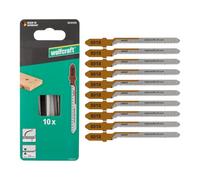 wolfcraft 10 Hoja de sierra de calar, Hoja de HCS con vástago en T, para madera contrachapada, madera blanda y tableros de virutas con un grosor de hasta 20mm, Profundidad de corte 20mm - 8018100