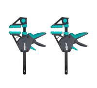 wolfcraft 2 Sargentos monomanual PRO Ergo - Fuerza de sujeción 150 kg - 8677060 - El cómodo sargento para todo tipo de usos - ancho de sujeción 150mm