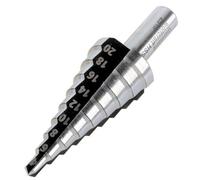 wolfcraft Broca escalonada HSS, Ø 4-20 mm, vástago redondo I 2515000 I Para el taladrado y el desbarbado de metal y plástico de forma escalonada