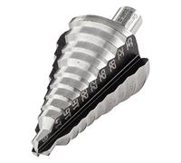 wolfcraft Broca escalonada HSS, Ø 8-35 mm, vástago redondo I 2585000 I Para el taladrado y el desbarbado de metal y plástico de forma escalonada