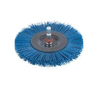 wolfcraft Cepillo de disco de alambre de nylon, suave, Ø 100 mm I 2727000 I Para limpiar y pulir con suavidad madera y chapa