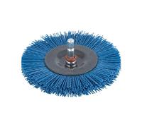 wolfcraft Cepillo de disco de alambre de nylon, suave, Ø 100 mm I 2727000 I Para limpiar y pulir con suavidad madera y chapa