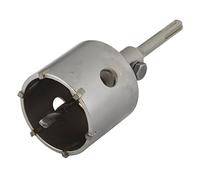 wolfcraft Corona de perforación con broca de carburo y adaptador SDS-Plus I 8914000 I Para el montaje de tomas de corriente empotradas en hormigón, paredes de ladrillo y piedra; profundidad de corte: 46 mm