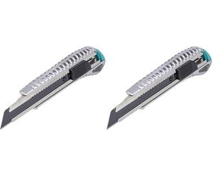 wolfcraft Cúter de cuchillas separables metálico de 18 mm con cuchilla negra pulgadasProfi-Sharppulgadas, 4306000, Para cortar con precisión materiales sólidos (Paquete de 2)