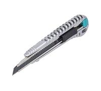 wolfcraft Cúter de cuchillas separables metálico de 9 mm con cuchilla negra "Profi-Sharp" I 4305000 I Para cortar con precisión cartón, láminas de plástico y papel