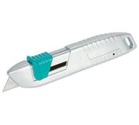 Wolfcraft Cúter de seguridad 4134000 metálico con cuchilla trapezoidal retráctil