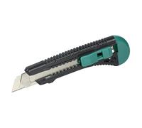 wolfcraft Cúter Profesional de 18 mm - Cuchillas de Guía Metálica | Cutter de precisión ergonómico para cartón y papel con cargador de cuchillas y bloqueo automático de seguridad. 4146000