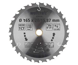 wolfcraft Disco de sierra circular para sierras circulares de mano a batería, serie lila, Ø 165 mm I 6344000 I Cortes semigruesos y rápidos