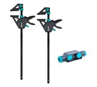 wolfcraft Juego de 2 sargentos monomanuales XL Pro Max 450 mm y conector I 8663060 I potentes abrazaderas para las más altas exigencias profesionales, incluido conector