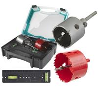 wolfcraft Juego de 3 piezas de sierras de corona universales I 5982000 I Para taladros de Ø 68 mm en hormigón, paredes de ladrillo, piedra, madera, plásticos, metales, tableros de obra en seco o material aislante