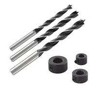 wolfcraft Juego de 6 piezas de brocas espirales para madera I 2730000 I Juego para limitar la profundidad de perforación en ensamblajes de madera