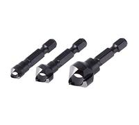 wolfcraft Juego de avellanador, Ø 8-16 mm, vástago hexagonal, 3 piezas I 4375000 I Para desbarbar y avellanar agujeros taladrados en madera, metal no férreo y plástico