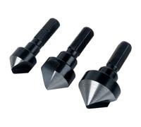 wolfcraft Juego de avellanadores cónicos, Ø 12-19 mm, vástago hexagonal, 3 piezas - 2584000 - Para el avellanado preciso de agujeros, para uniones atornilladas en madera, metal no férreo y plástico