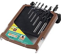 wolfcraft Juego de brocas espirales para madero, Ø 3-10 mm, 7 piezas I 7107000 I 6 brocas espirales de madera con avellanador incluido para taladrar madera blanda