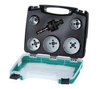 wolfcraft Juego de hojas de sierra de corona bimetal para instalaciones sanitarias, 25-83 mm de diámetro, 6 piezas. I 5422000 I Para madera, plásticos, metales y materiales de obra en seco, Ø 25-83 mm, profundidad de corte de 40 mm