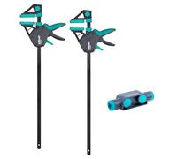 wolfcraft Juego de pinzas XL para una mano PRO ERGO, 3 piezas. - Fuerza de sujeción 150 kg - 8673060 - Sujeción cómoda para uso universal con anchuras de sujeción de hasta 1.060 mm