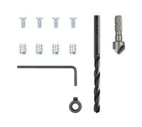 wolfcraft Juego de reparación para bisagras de cazoleta - Lado del cuerpo del mueble, 11 piezas I 4657000 I Para reparación de dos bisagras arrancadas en el cuerpo del mueble