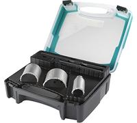 wolfcraft Juego de sierras de corona de perforación, recubrimiento de carburo de tungsteno, 5 piezas I 1003000 I Para paredes de ladrillo y piedra, Ø 33, 53 y 68 mm, profundidad de corte: 55 mm