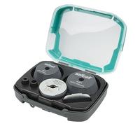 wolfcraft Kit de guía para taladrar de 3 piezas I 5953000 I Guía de sierras de corona para la ampliación centrada de taladros ya existentes Ø 35-70 mm