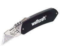 wolfcraft Navaja para ocio de aluminio con cuchilla retráctil I 4124000 I Cúter de cuchillas trapezoidales ligera de viaje