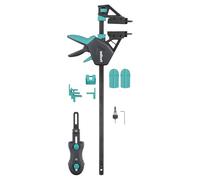 wolfcraft Pro Ergo 6970000 - Juego de construcción de terrazas (11 piezas, kit completo para montaje uniforme de tablones de terrazas, abrazadera de montaje, distanciador, ayuda a taladrar, taladro