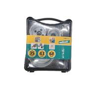 wolfcraft Sierra de corona BiM, juego para reformas, 4 piezas I 5980000 I Para madera, plásticos, metales y materiales de obra en seco, Ø 35, 43, 68 mm, profundidad de corte de 40 mm