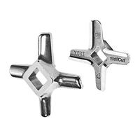 Wolfcut Cuchillo de cruz Inox Eversharp - Compatible con todas las picadoras de carne tamaño 8 - por ejemplo: Bosch MFW68660, MFW67440 - Jupiter 885250, 885500, Kenwood A950 y muchos más.