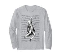 Wolfgang Amadeus Mozart Funny Composer Partitura Músico Manga Larga