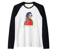 Wolfgang Amadeus Mozart Retrato Dibujado a Mano Vintage Camiseta Manga Raglan