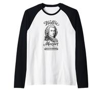 Wolfie Mozart Teclado de Piano de Retrato de música clásica Camiseta Manga Raglan