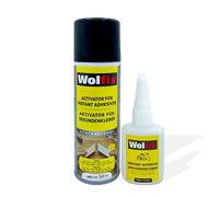 Wolfix Pegamento instantáneo 100 g con activador 400 ml spray para reparaciones universales con alta fuerza de adhesión universal cianoacrilato, juego de pegamento extra fuerte profesional