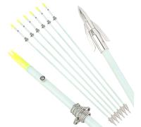 wolfman Flechas de 33 Pulgadas para Pesca con Arco, Flechas Luminosas de Fibra de Vidrio con Puntas de Caza y Deslizadores de Seguridad, aptas para Arcos compuestos y recurvos (12)